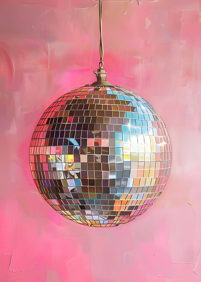 Disco Ball on Pink Background