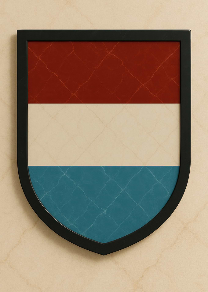 Luxembourg flag shield framed art - Marble look