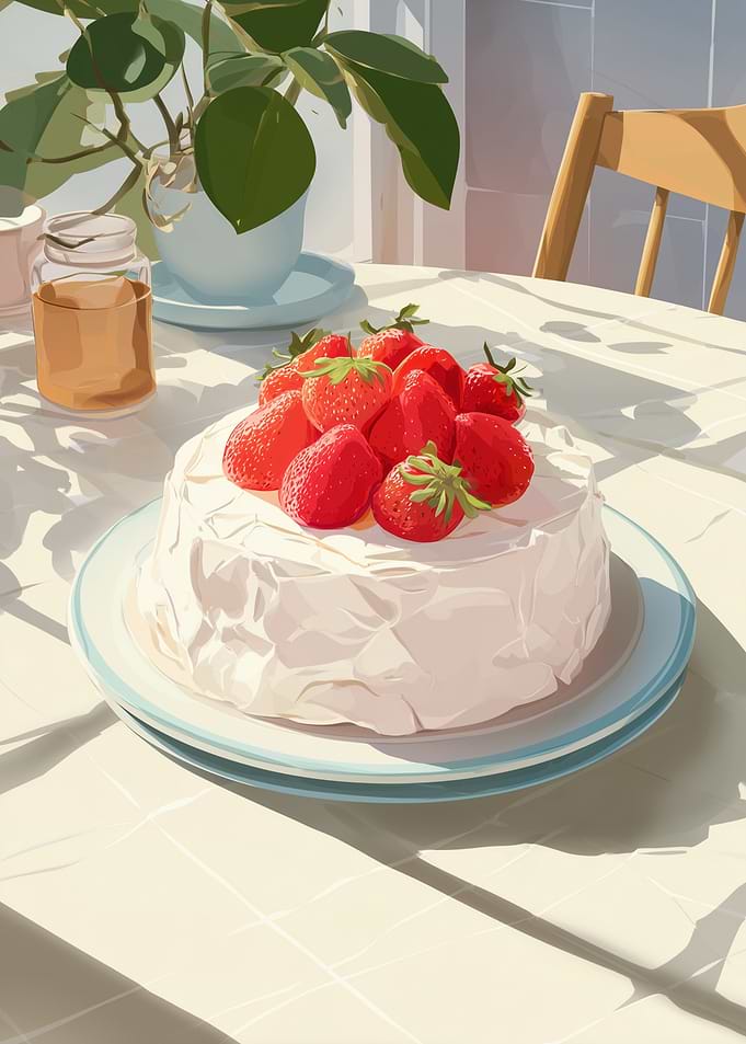 Strawberry Cake Still Life