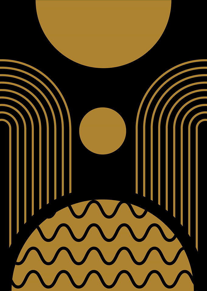 Abstract Geometric Art in Gold and Black