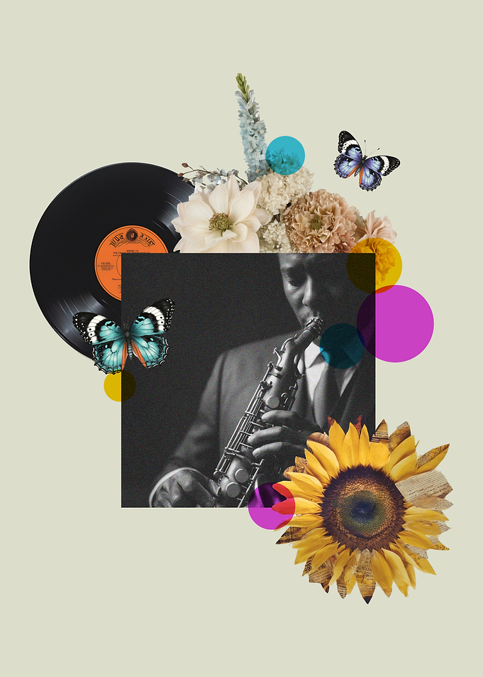 Jazz Saxophone Player with Floral Accents