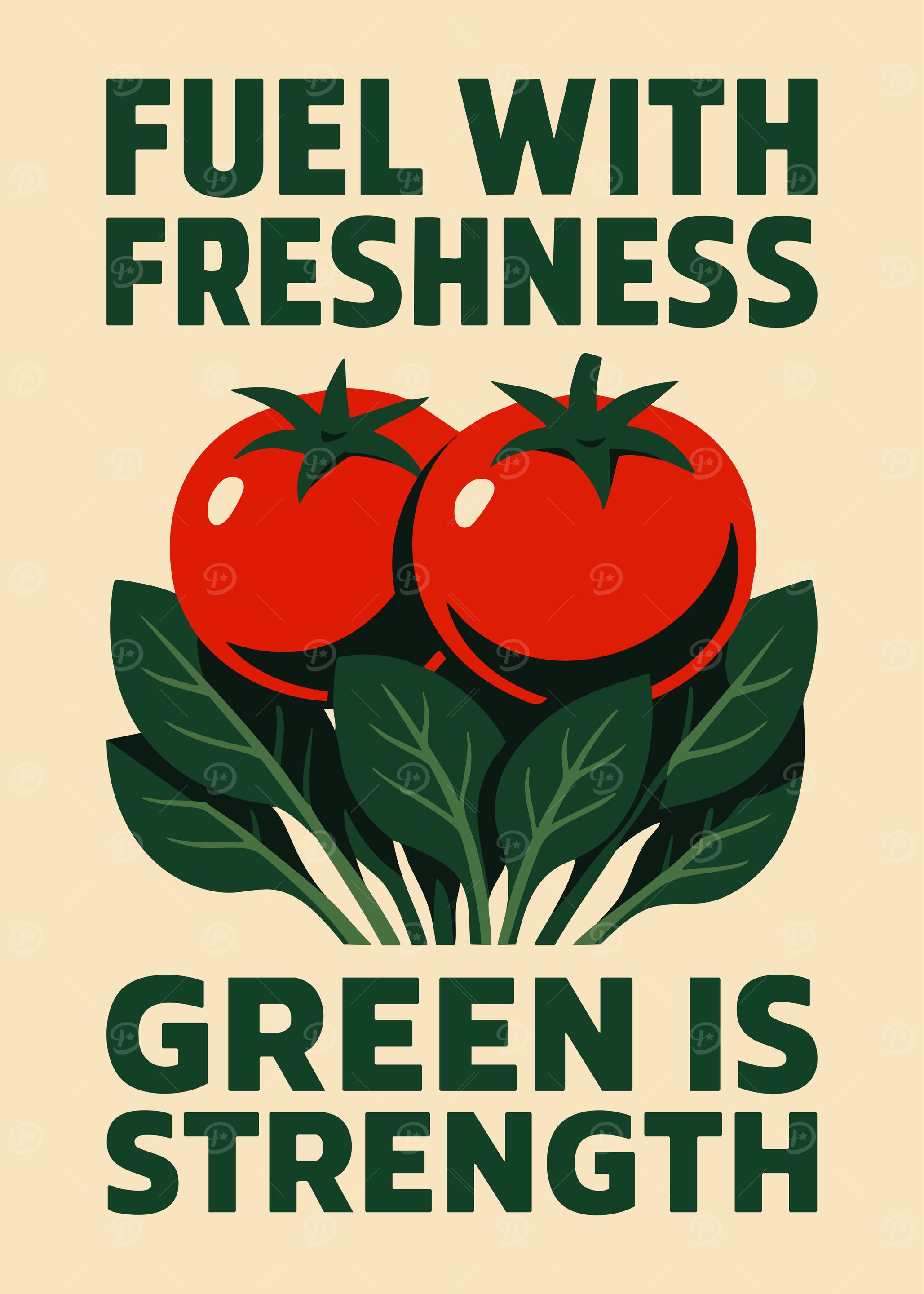 'Fuel with Freshness' Vintage Healthy Food Poster Art Illustration