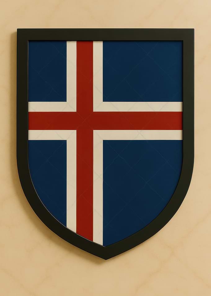 Icelandic Flag Shield Wall Decor - Marble look