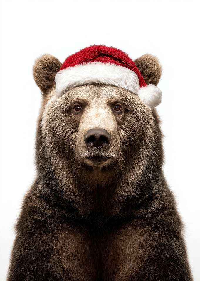 Bear with Santa Hat Portrait