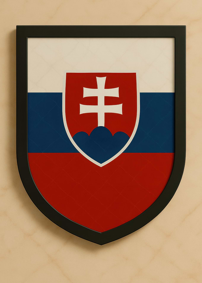 Slovakia Coat of Arms Framed - Marble look
