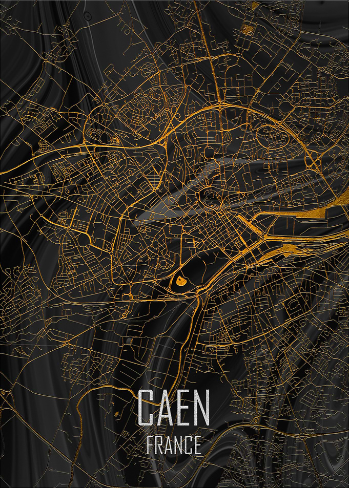 Caen, France City Map Art