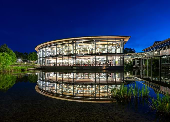 Modern Building Reflected in Water