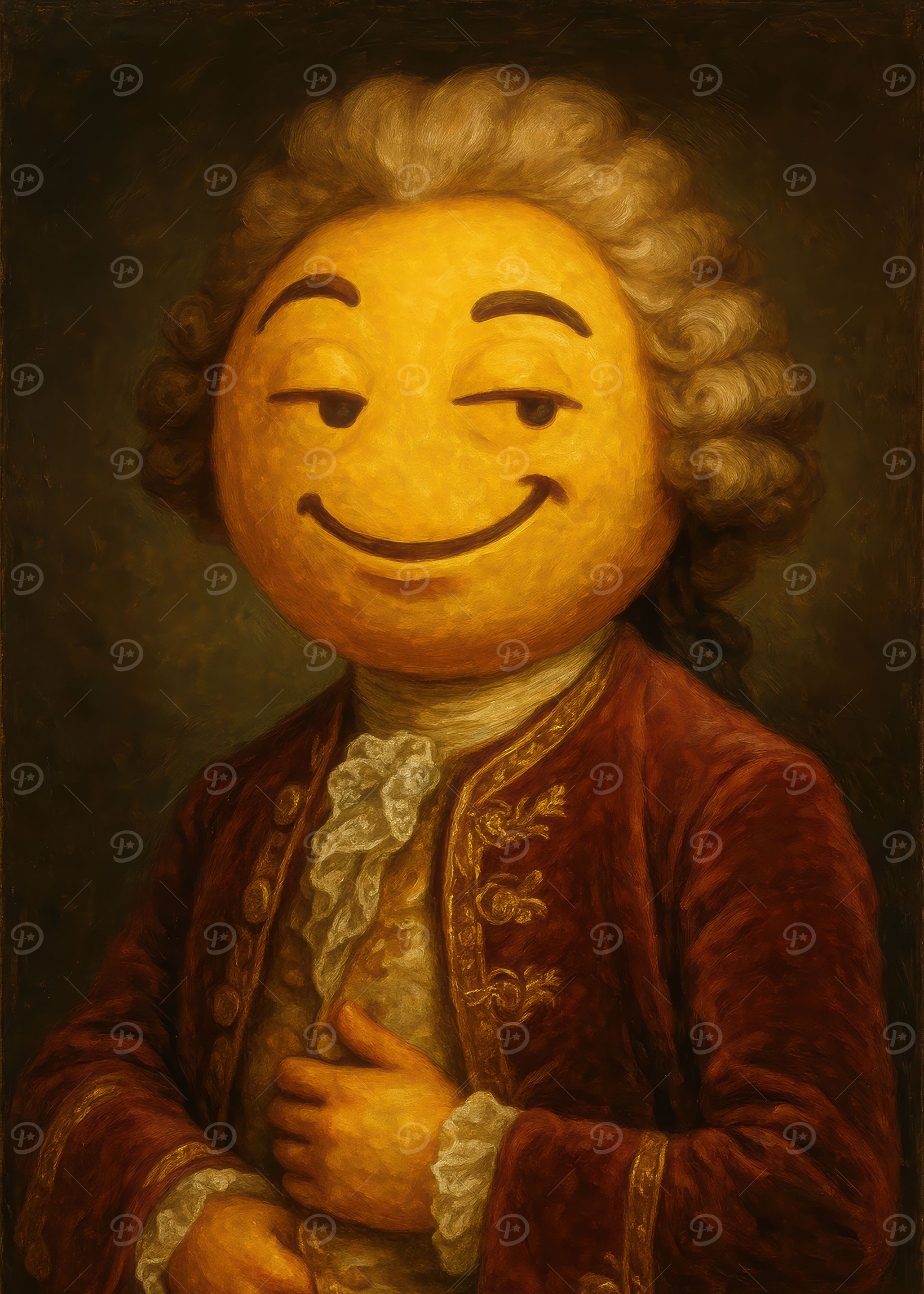 Smirking Emoji Portrait in Baroque Style