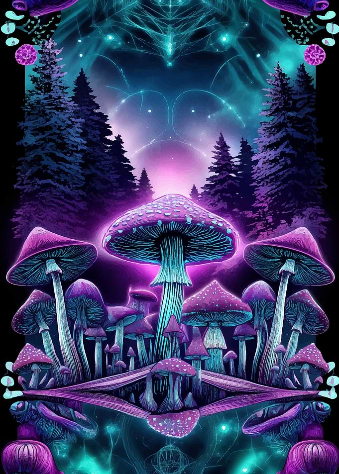 Psychedelic Mushroom Forest
