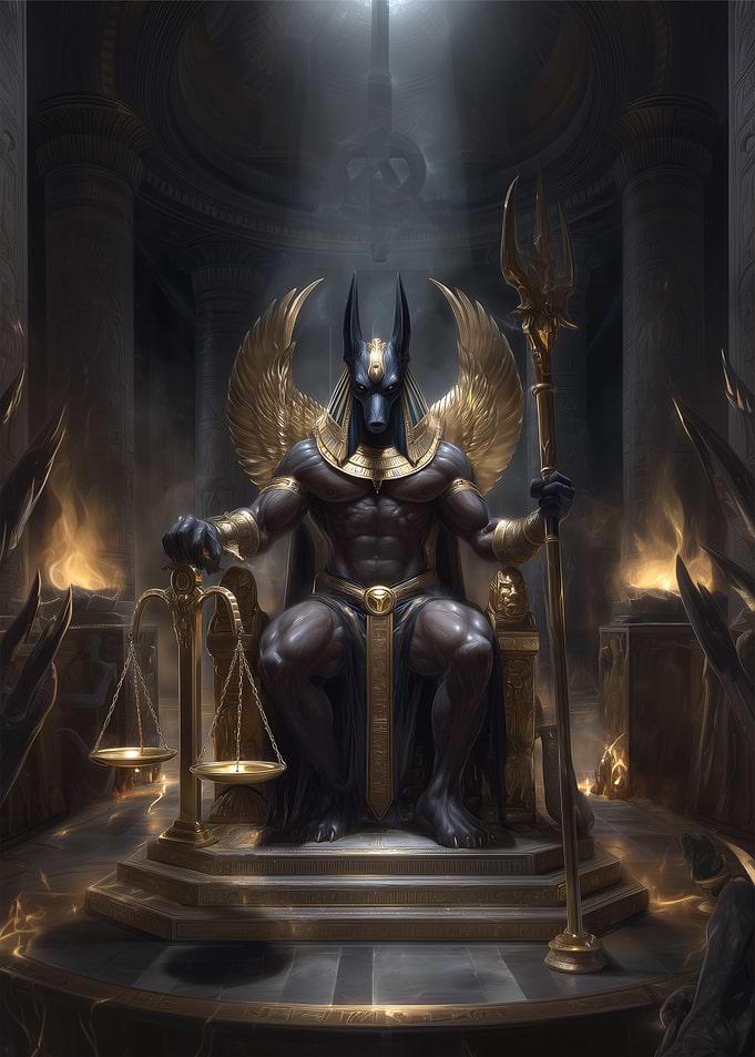 Anubis on Throne with Scales