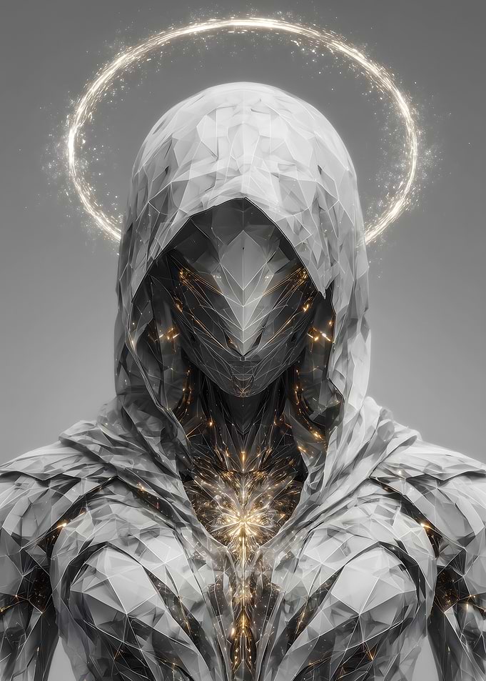 Crystalline Hooded Figure with Halo