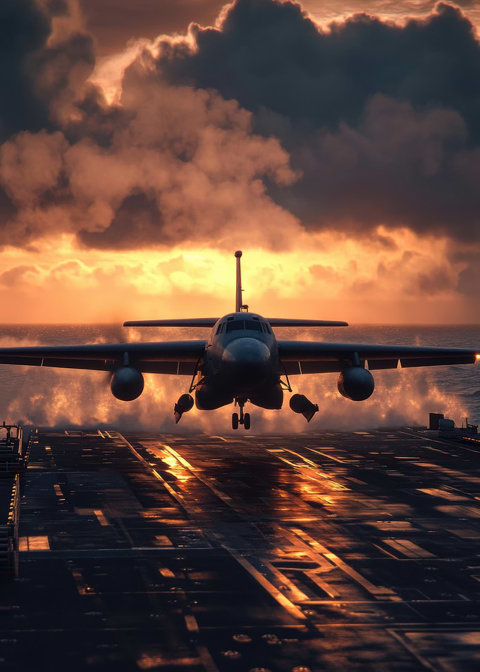 Aircraft Carrier Landing at Sunset