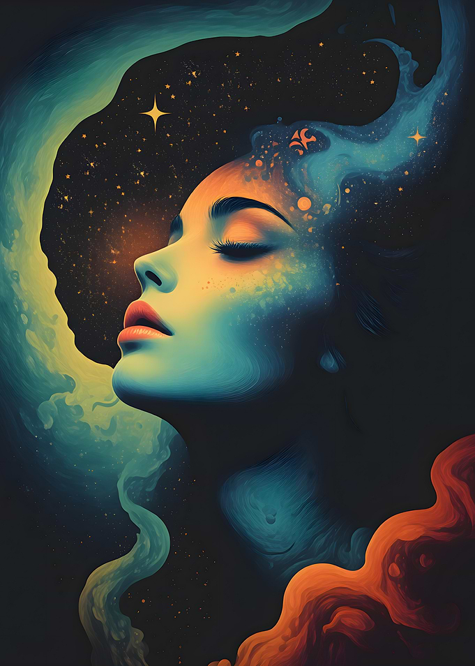 Nebulous and celestial face