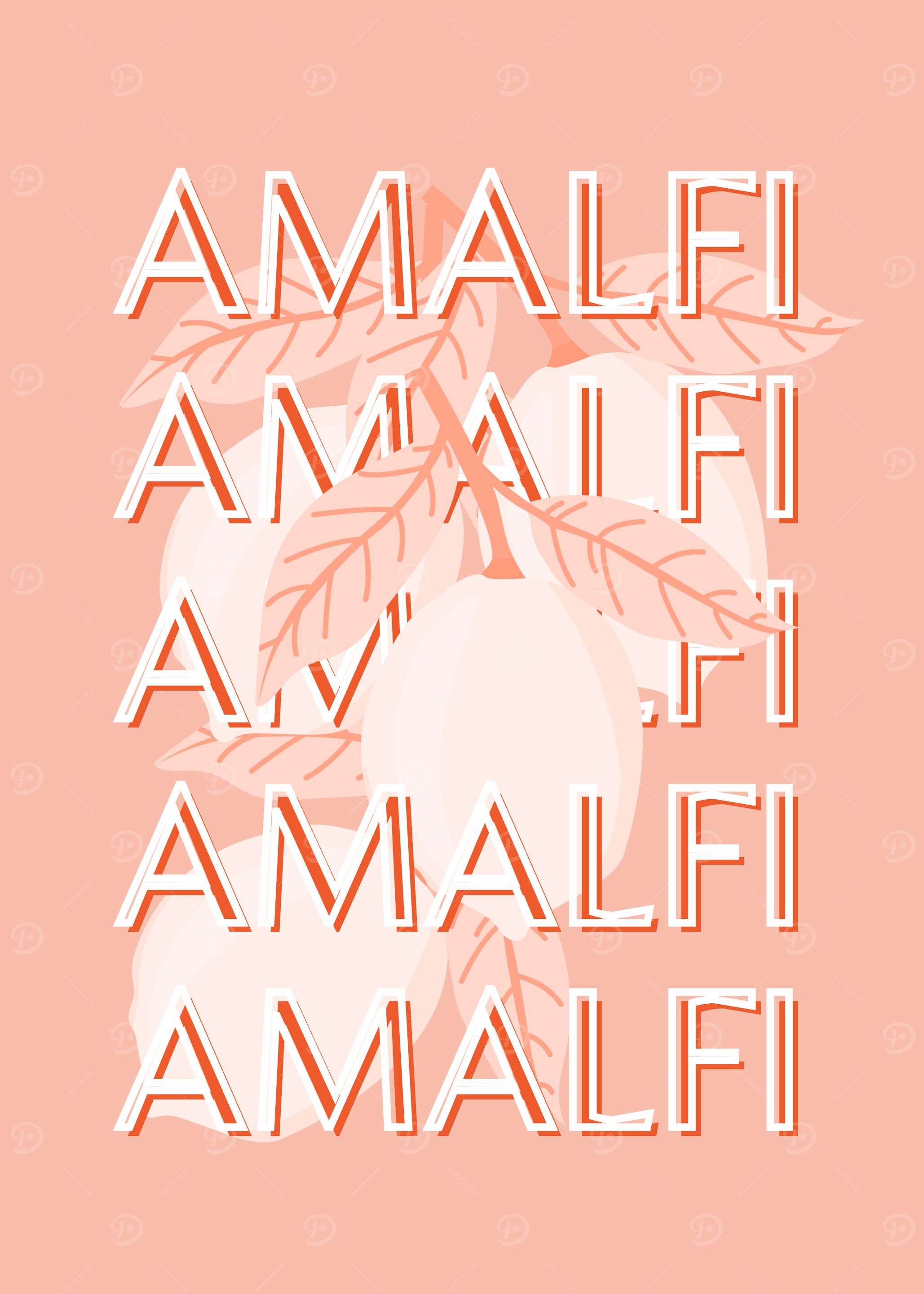 Amalfi Lemons Illustration, Italy Travel Poster
