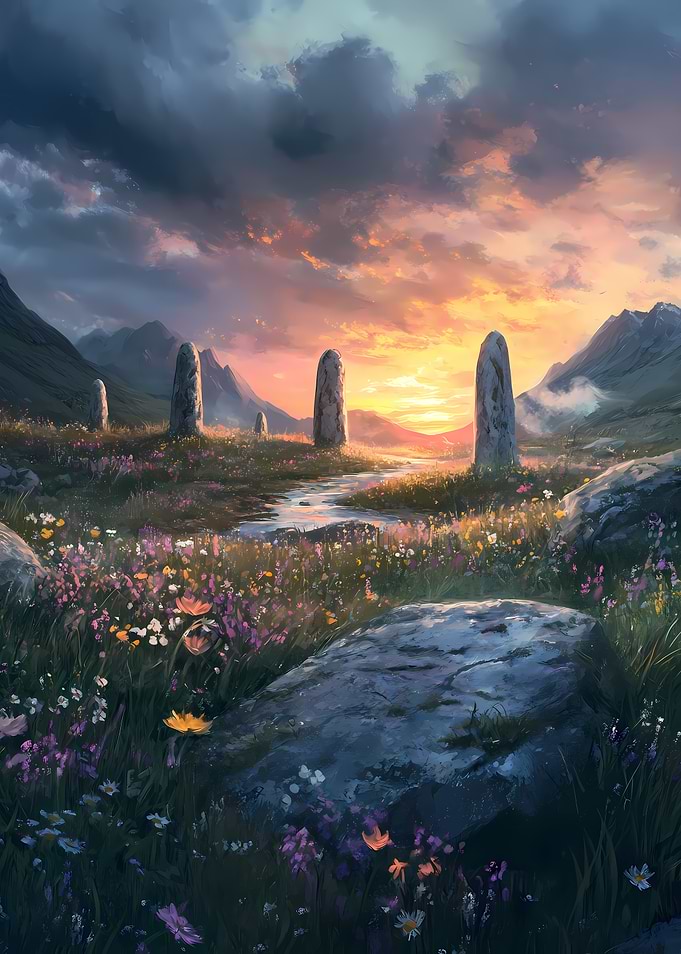 Standing Stones at Sunset