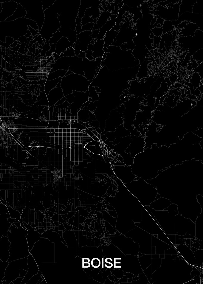 Boise City Map - Black and White