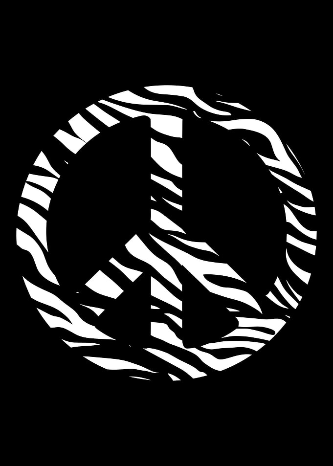 peace sign graphic zebra animal white shaped fur skin print black pattern cute symbol cool design