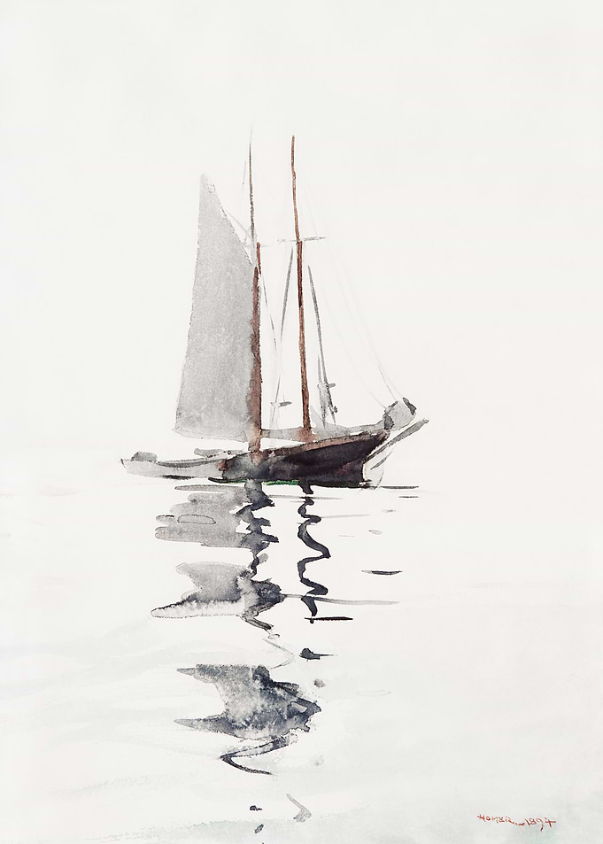 Watercolor Painting of a Sailboat