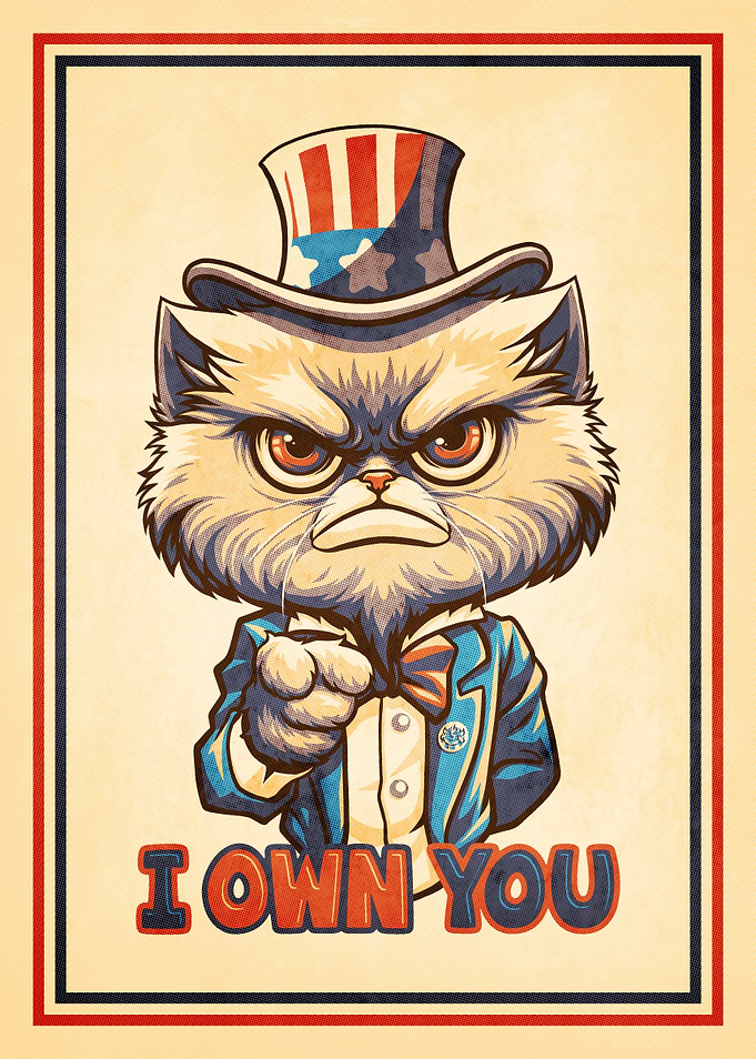 Patriotic Cat Uncle Sam Parody Poster