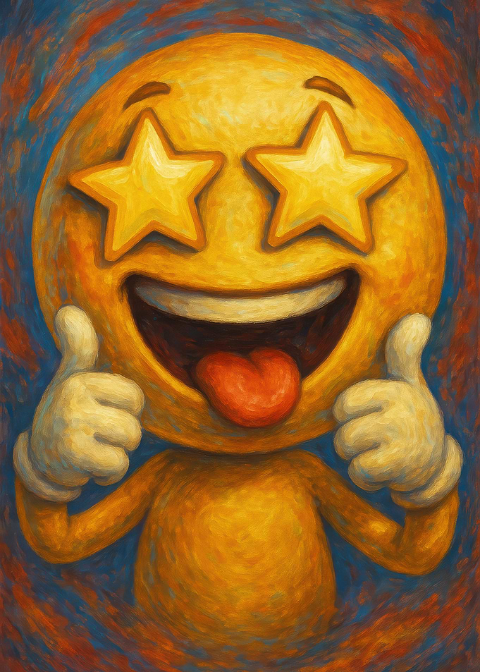 Star-Eyed Emoji Thumbs Up Painting