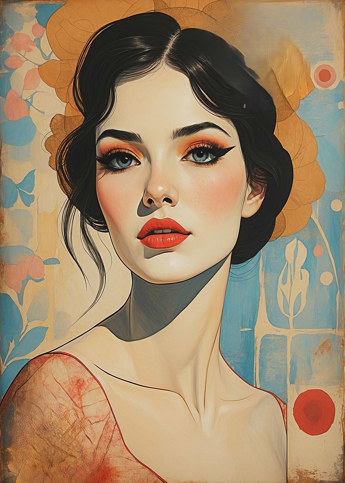 Retro Art Nouveau Style Model