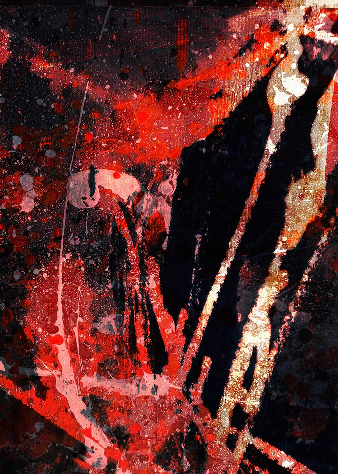 Abstract Red and Black Splatter Art
