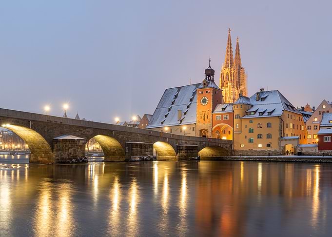 Regensburg, Germany: Stone Bridge and Cathedral