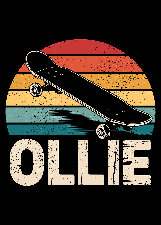 Ollie Skateboarder vintage Retro Sunset Design