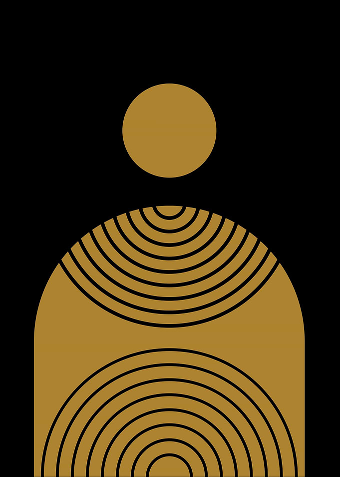 Abstract Geometric Art in Gold and Black