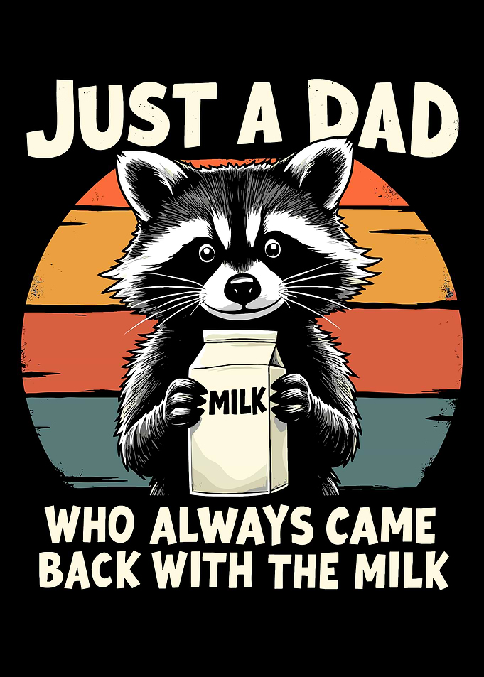 Raccoon Dad with Milk Cartoon Illustration