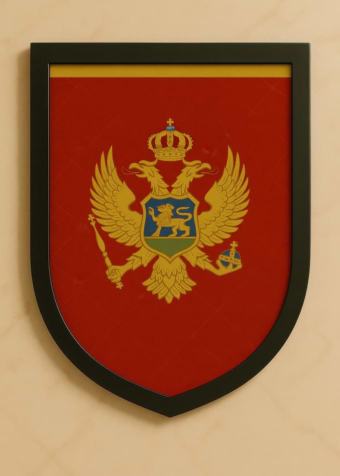 Montenegro Coat of Arms Framed - Marble look