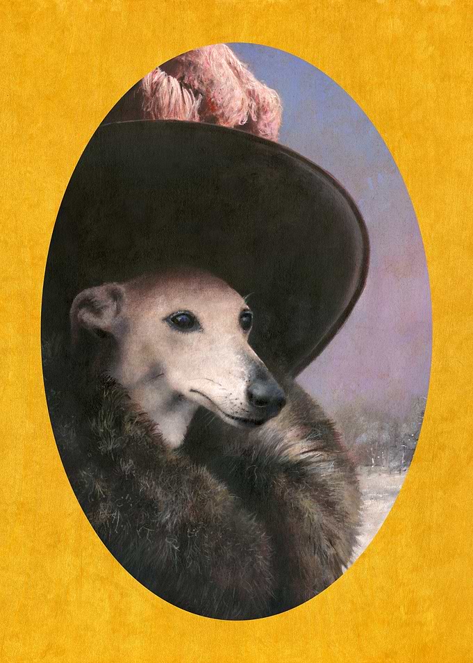 Edwardian Whippet Lady On Gold