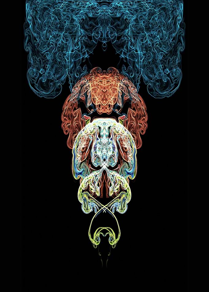 Abstract Colorful Smoke on Black Background