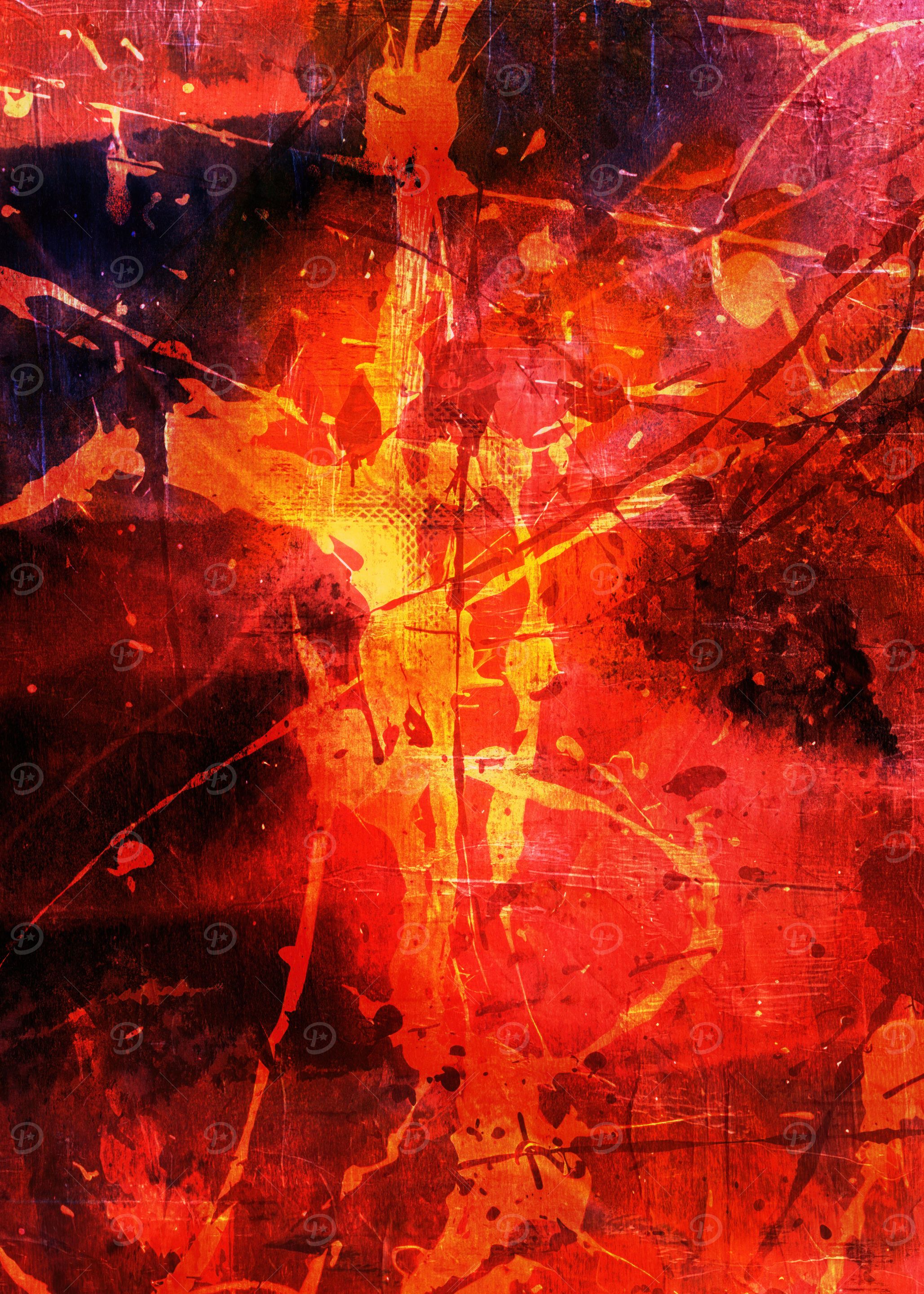 Abstract Red and Orange Splatter Art