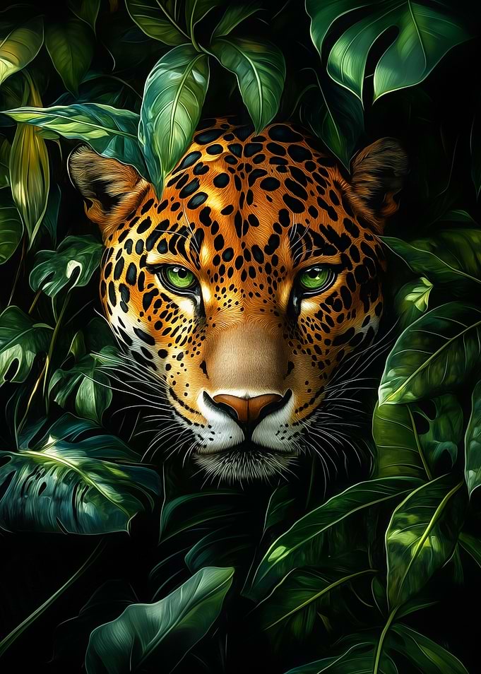 Jaguar Portrait in Jungle
