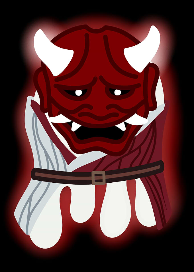 Japanese Oni Mask Cartoon Ghost