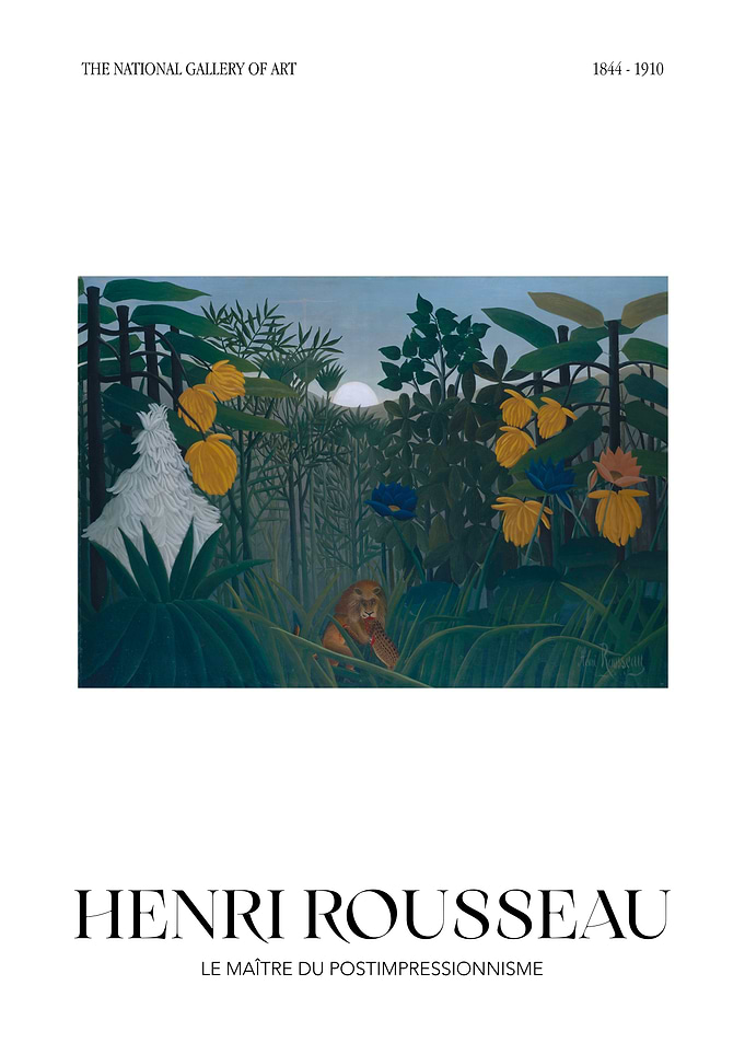 Henri Rousseau Jungle with Lion Painting