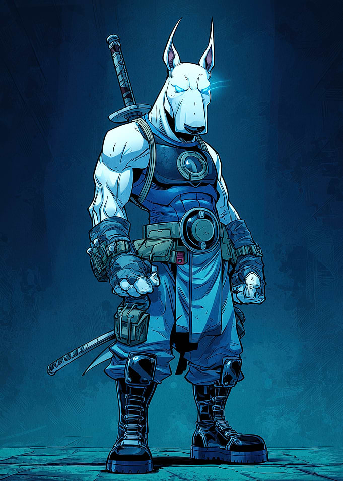 Dog Warrior with Swords