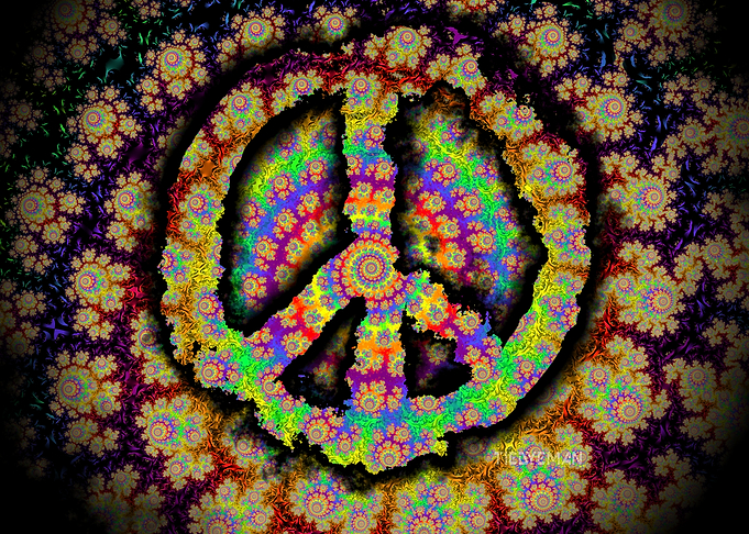 'Organic Fractal Peace Sign' Psychedelic Art