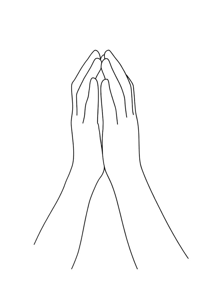 Praying Hands Minimalist Line Art