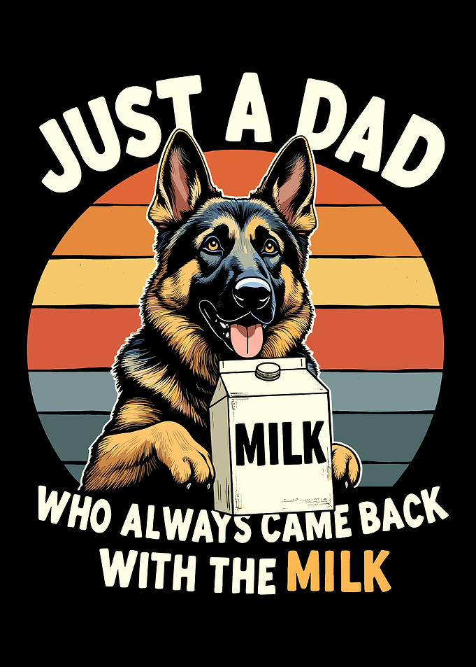 German Shepherd Dad with Milk