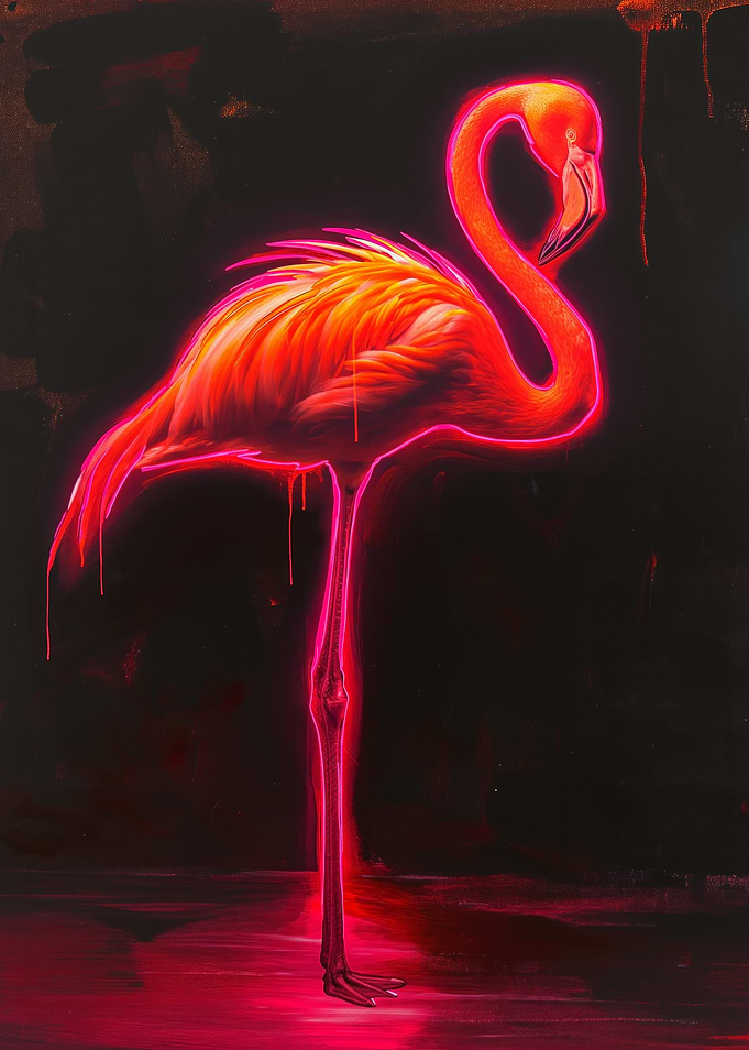 Neon Flamingo Art