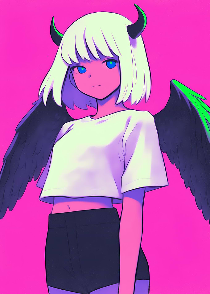 Anime Devil Girl with Wings