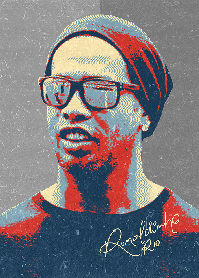 Ronaldinho portrait in pop art style