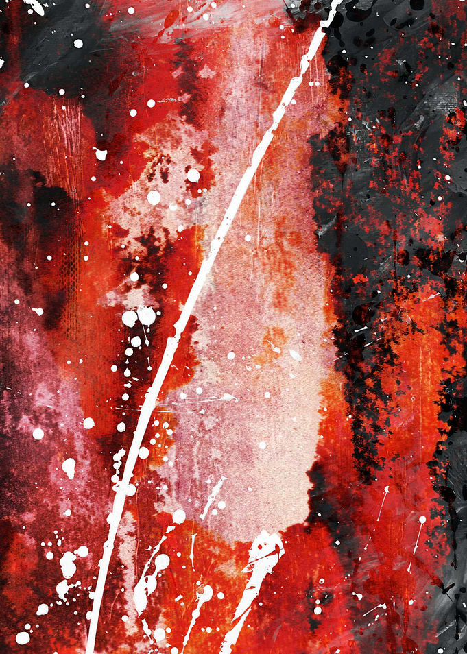 Abstract Red and Black Splatter Art