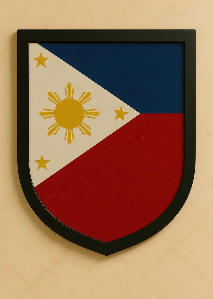 Philippine Flag Shield Framed - Marble look