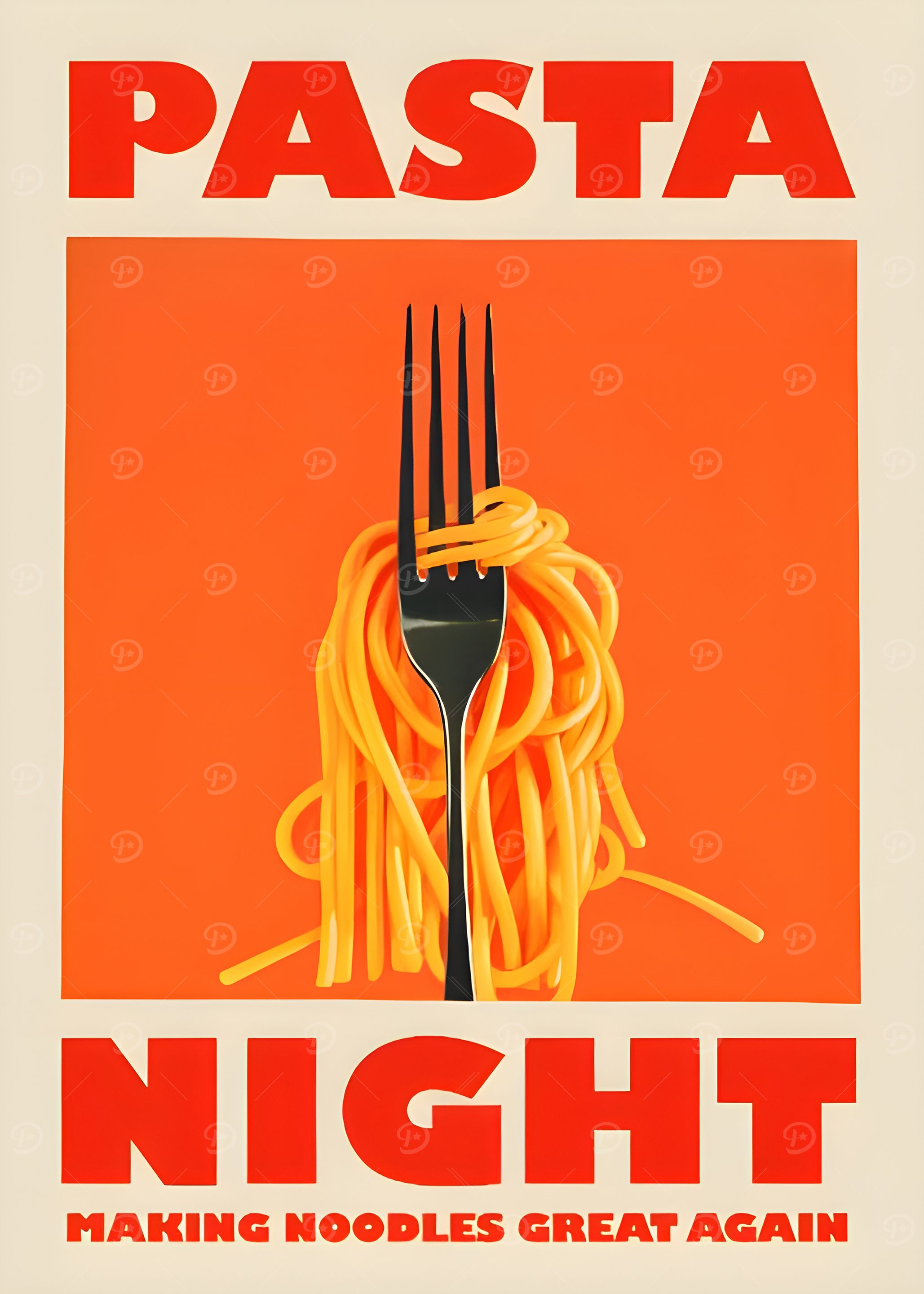 Pasta Night retro Poster