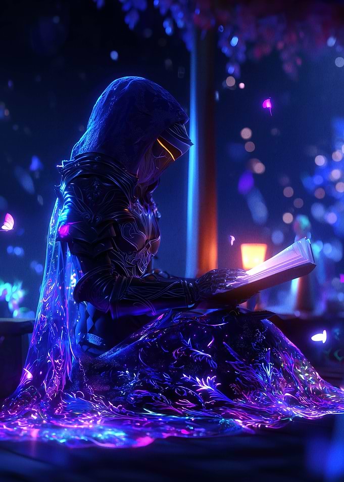 Enigmatic Figure Reading in the Night