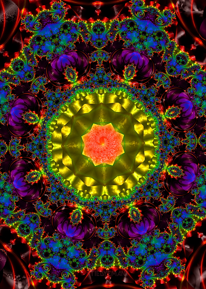 'Golden Gong Mandala' Fractal Art Poster
