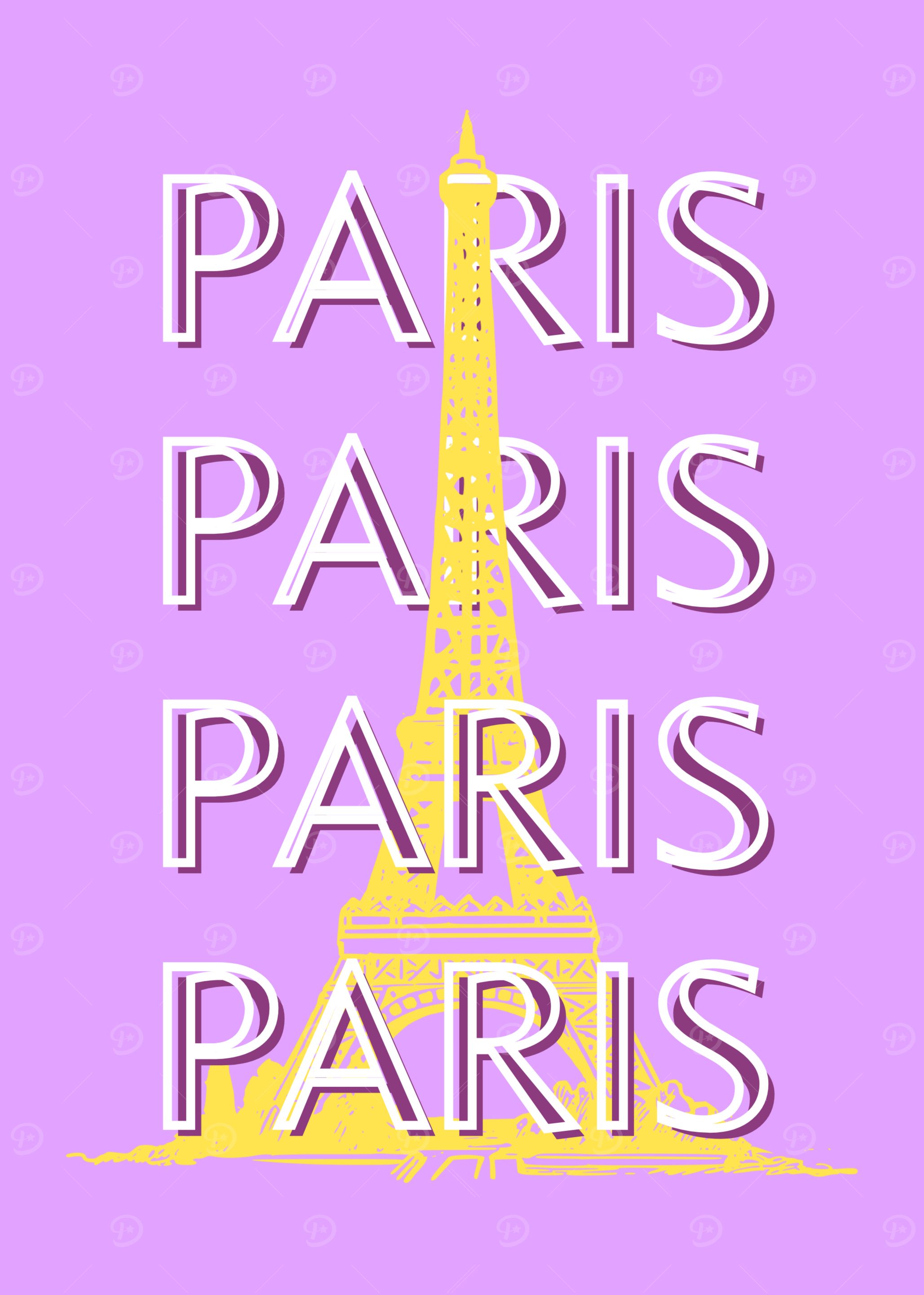 Paris Eiffel Tower Travel Art Purple Poster